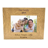 Personalised Oak Finish Landscape Photo Frame Glass Front Any Engraving Customised Gift - ukgiftstoreonline