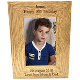 Personalised Oak Finish Portrait Photo Frame Glass Front Any Engraving Customised Gift - ukgiftstoreonline