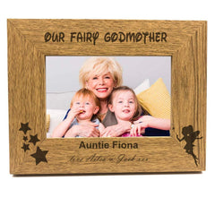 Personalised Our Fairy Godmother Wooden Photo Frame Gift Godmother Photo Frame ukgiftstoreonline 4 x 6 Inch