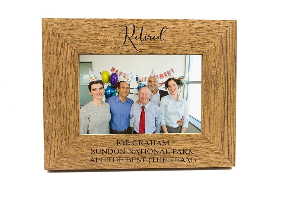 Personalised Retirement Gift Wooden finish Photo Frame - ukgiftstoreonline