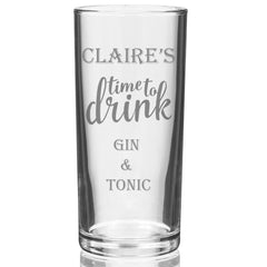Personalised Time To Drink Highball Glass Gift For Him Or Her - ukgiftstoreonline