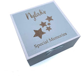 Personalised Vintage Style Baby Boy Blue Wooden Memories Keepsake Box - ukgiftstoreonline