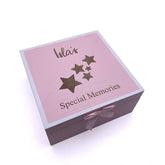 Personalised Vintage Style Baby Girl Pink Wooden Memories Keepsake Box - ukgiftstoreonline