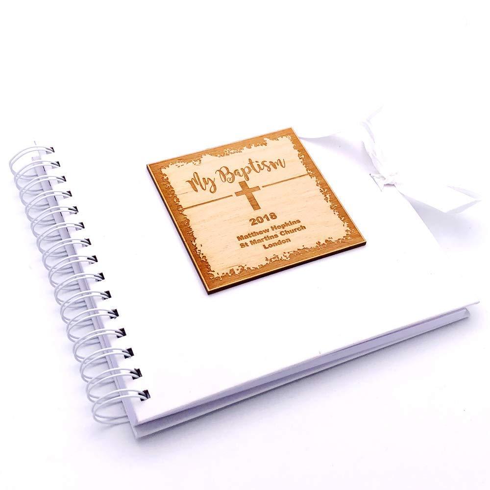 Personalised White Baptism Scrapbook Photo Album or Guest Book - ukgiftstoreonline