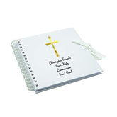 Personalised White Metallic Gold Cross Communion Album, Scrapbook - ukgiftstoreonline