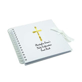 Personalised White Metallic Gold Cross Confirmation Album, Scrapbook - ukgiftstoreonline