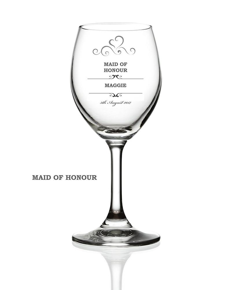 Personalised Wine Glass Wedding Favour Gift Bridesmaid Maid Honour - ukgiftstoreonline