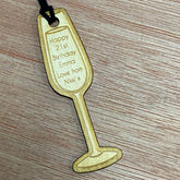 Personalised Wooden Any Age Engraved Birthday Gift Tag Champagne Design - ukgiftstoreonline