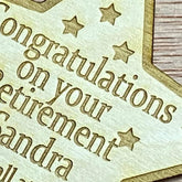 Personalised Wooden Engraved Gift Tag for Retirement Personalised Gifts ukgiftstoreonline