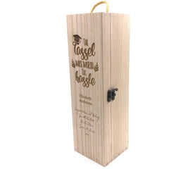 Personalised Wooden Wine/Champagne Box - Graduation Gift - ukgiftstoreonline