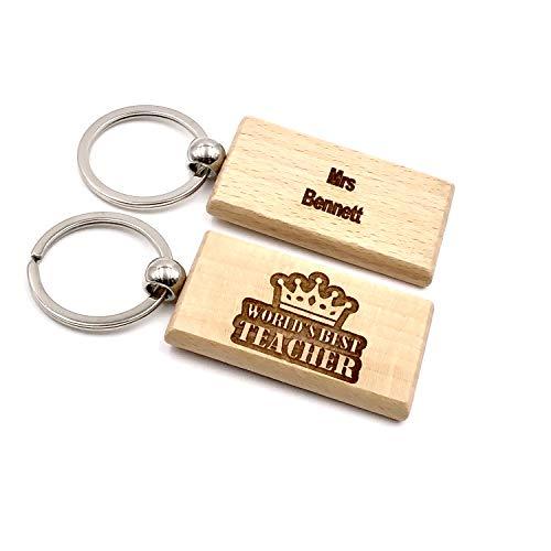 Personalised World's Best Teacher Engraved Wooden Key Ring Gift - ukgiftstoreonline