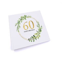Personalised 60th Birthday Gift for her Photo Album Gold Wreath Design