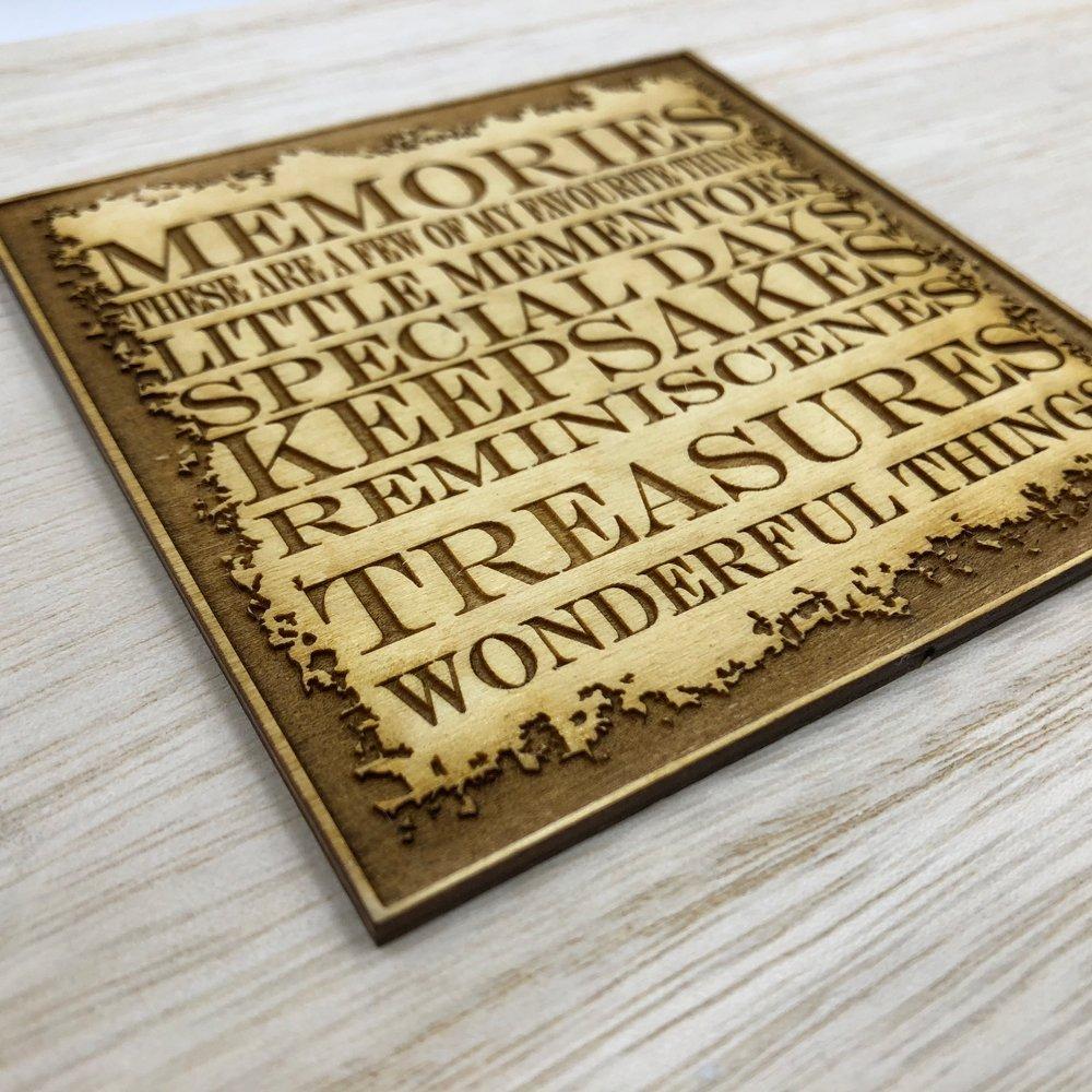 Raised Words Large Wooden Memory Keepsake Box Keepsake Memory Box Raised Words