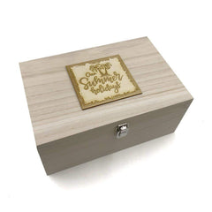 Raised Words Large Wooden Summer Holidays Keepsake Box Gift - ukgiftstoreonline
