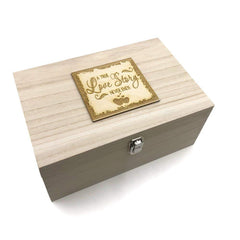 Raised Words Large Wooden True Love Story Keepsake Box Gift - ukgiftstoreonline