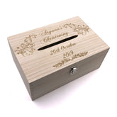 Raised Words Personalised Christening Wooden Post Box with Slot Cards Drop in Box - ukgiftstoreonline