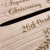 Raised Words Personalised Christening Wooden Post Box with Slot Cards Drop in Box - ukgiftstoreonline