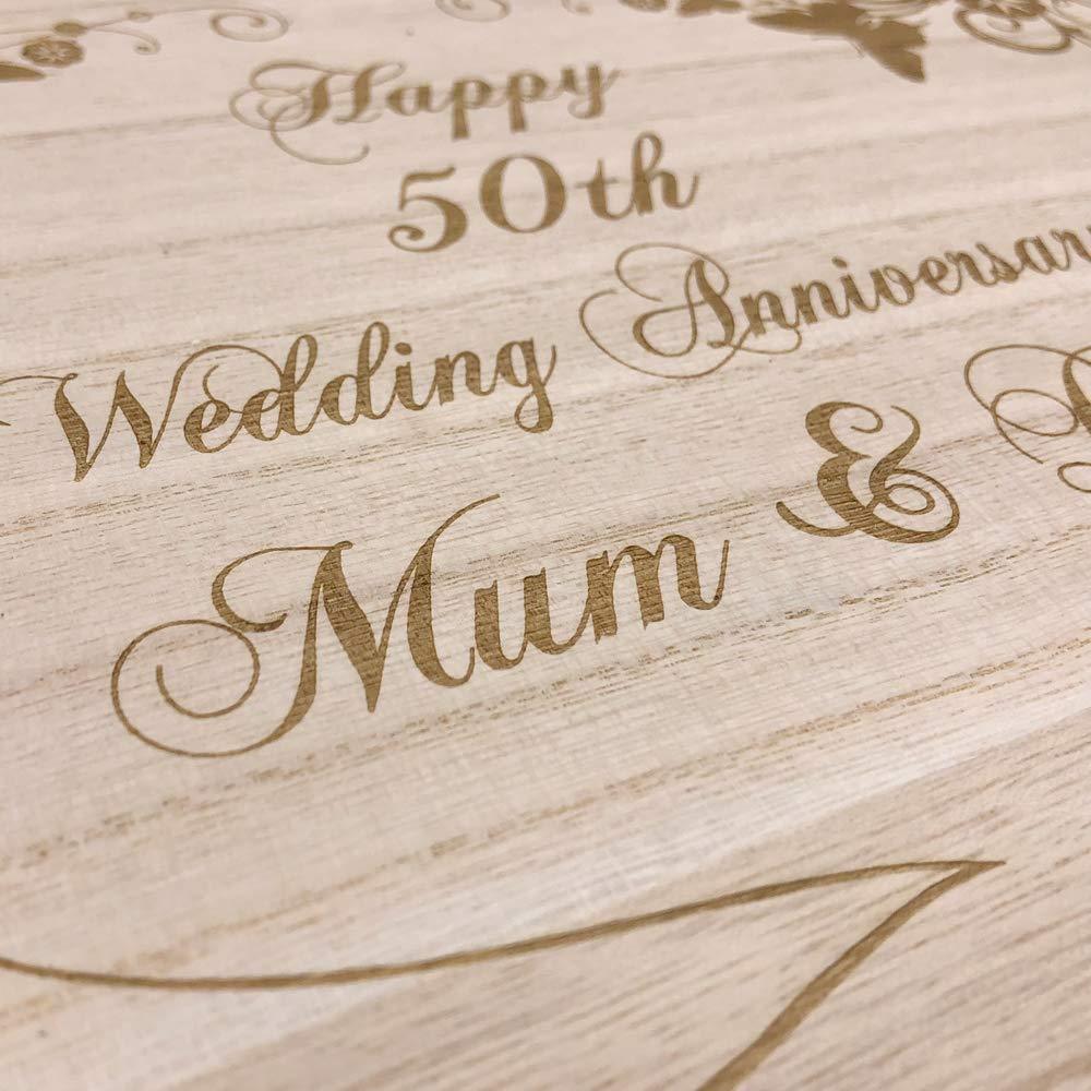 Raised Words Personalised Large Anniversary Floral Design Wooden Memories Keepsake Box - ukgiftstoreonline