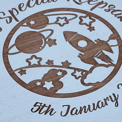 Rocket and planets Personalised Baby Boy Blue Memories Keepsake Box - ukgiftstoreonline