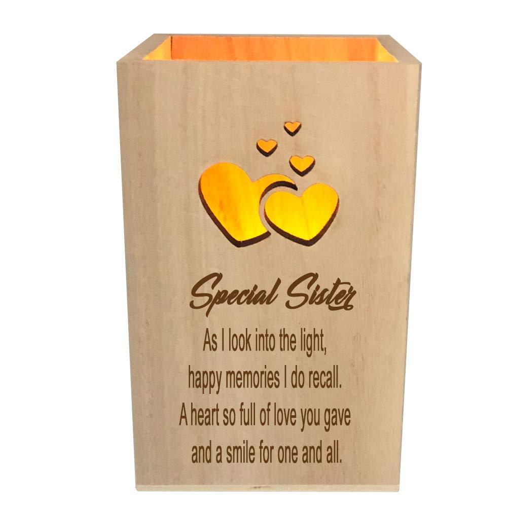 Sister Remembrance Memorial Sentiment LED Tealight Holder Keepsake - ukgiftstoreonline