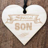 Special Son Wooden Hanging Heart Plaque Gift - ukgiftstoreonline