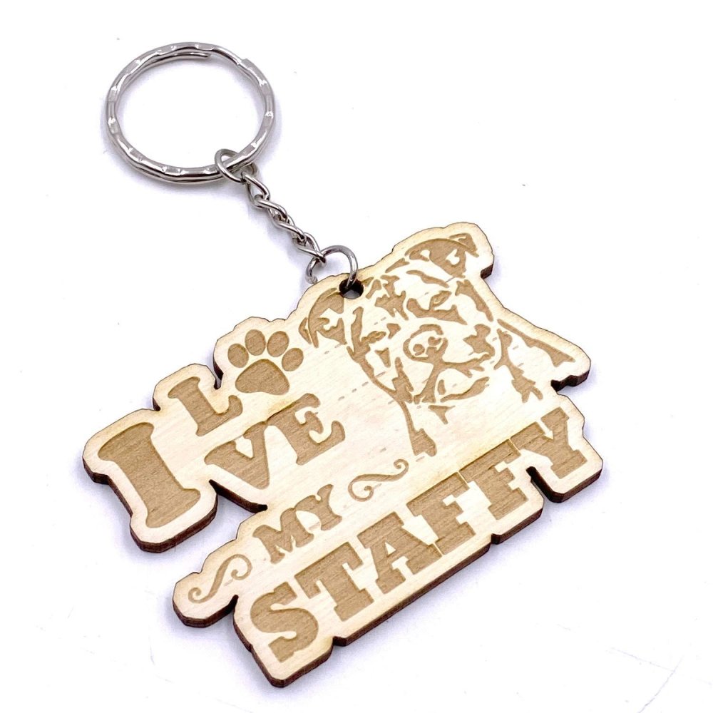 Staffy Dog keyring or Bag Charm Gift - ukgiftstoreonline