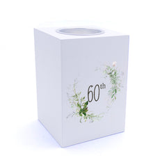 Personalised 60th Birthday Botanical Design Tea Light Holder Gift