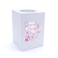 Personalised Special Daughter Pink & Purple Butterfly Gift Tea Light Holder