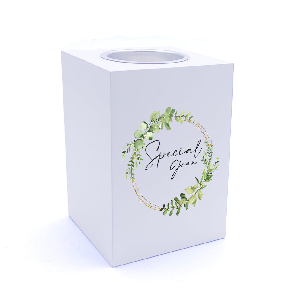 Personalised Special Gran Wreath Design Gift Tea Light Holder Tea Light Holder ukgiftstoreonline