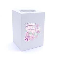 Personalised Special Auntie Pink & Purple Butterfly Gift Tea Light Holder