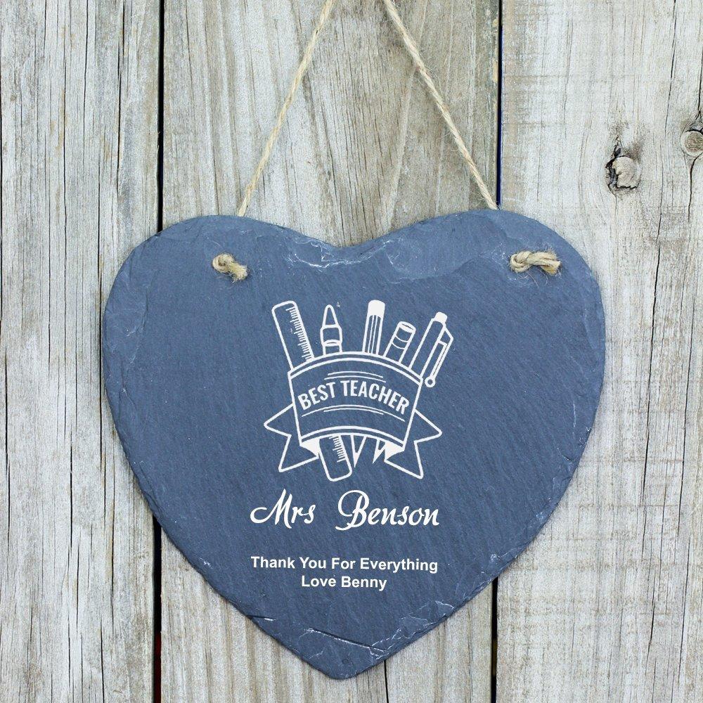Teacher Gift Large Slate Heart Personalised Plaque - ukgiftstoreonline