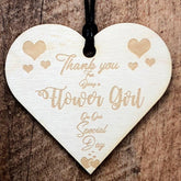 Thank You Flower Girl Wooden Hanging Heart Wedding Plaque Gift - ukgiftstoreonline