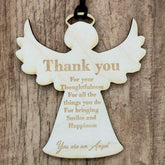 Thank You Guardian Angel Wooden Plaque Gift Personalised Key Ring ukgiftstoreonline