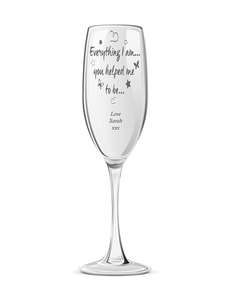 Thank you Sentiment Personalised Engraved Champagne Prosecco Glass Personalised Champagne Glasses ukgiftstoreonline