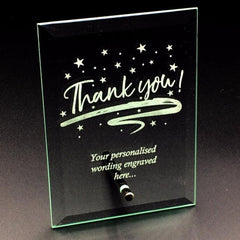 Thank You Sentiment Personalised Engraved Glass Plaque - ukgiftstoreonline