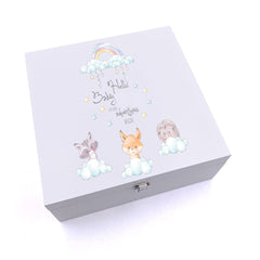 ukgiftstoreonline Personalised Hello Baby Let Our Adventures Begin Keepsake Wooden Box