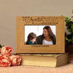 ukgiftstoreonline personalised You are the Auntie Photo Frame Gift Landscape Oak Wood Finish