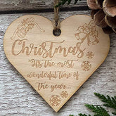 ukgiftstoreonline Christmas Is The Most Wonderful Time Heart Wooden Plaque Gift - ukgiftstoreonline