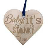 ukgiftstoreonline Christmas Novelty Baby It's Stinky I Here Wooden Plaque Gift - ukgiftstoreonline