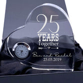 ukgiftstoreonline Engraved Heart Crystal Glass Clock Any 1st, 5th, 10th, 25th, 30th, 40th, 50th, 60th - ukgiftstoreonline