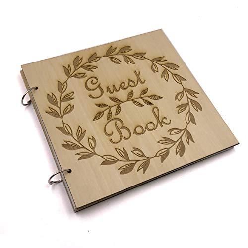 ukgiftstoreonline Engraved Large Wooden Guest Book Wedding Birthday etc - ukgiftstoreonline