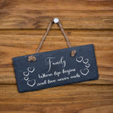 ukgiftstoreonline Family Where Life Begins Hanging Stone Slate Plaque Gift - ukgiftstoreonline