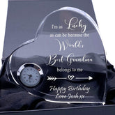 ukgiftstoreonline Gift For Grandma Engraved Heart Crystal Glass Clock - ukgiftstoreonline