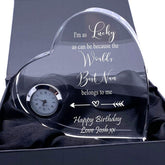 ukgiftstoreonline Gift For Nan Engraved Heart Crystal Glass Clock - ukgiftstoreonline