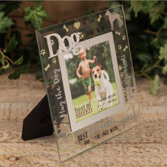 ukgiftstoreonline GORGEOUS GLASS DOG PHOTO FRAME GIFT 4" X 4" - ukgiftstoreonline