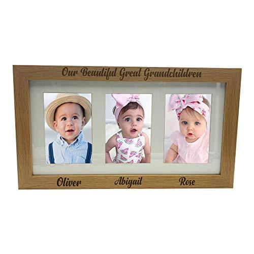 ukgiftstoreonline Great Grandchildren Personalised Triple picture photo frame 6"x4" - ukgiftstoreonline