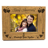 ukgiftstoreonline Happy 5th Anniversary Wooden Photo Frame Gift - ukgiftstoreonline