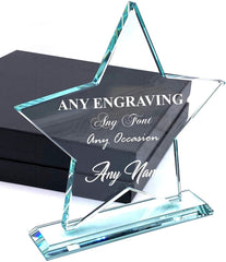 Large Jade Glass Personalised Star Trophy Any Engraving Personalised Gifts ukgiftstoreonline