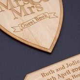 ukgiftstoreonline Mrs and Mrs Personalised Black Wedding Guest Book Wooden Engraving - ukgiftstoreonline