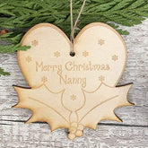 ukgiftstoreonline Nanny Christmas Novelty Heart And Holly Wooden Plaque Gift - ukgiftstoreonline